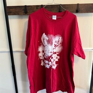 Port & Company Red Short Sleeve T-Shirt with White Chess Design Men’s Size XXL